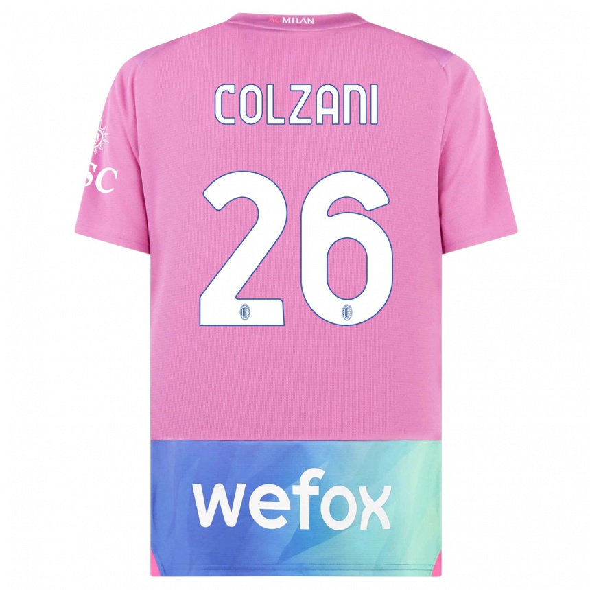 Hombre Fútbol Camiseta Edoardo Colzani #26 Rosado Morado Equipación Tercera 2023/24 Perú