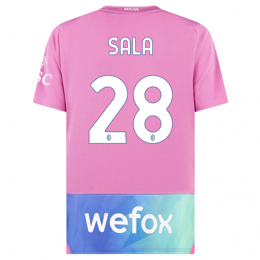 Hombre Fútbol Camiseta Emanuele Sala #28 Rosado Morado Equipación Tercera 2023/24 Perú