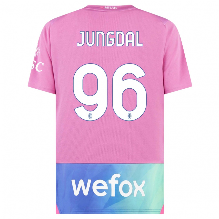 Hombre Fútbol Camiseta Andreas Jungdal #96 Rosado Morado Equipación Tercera 2023/24 Perú