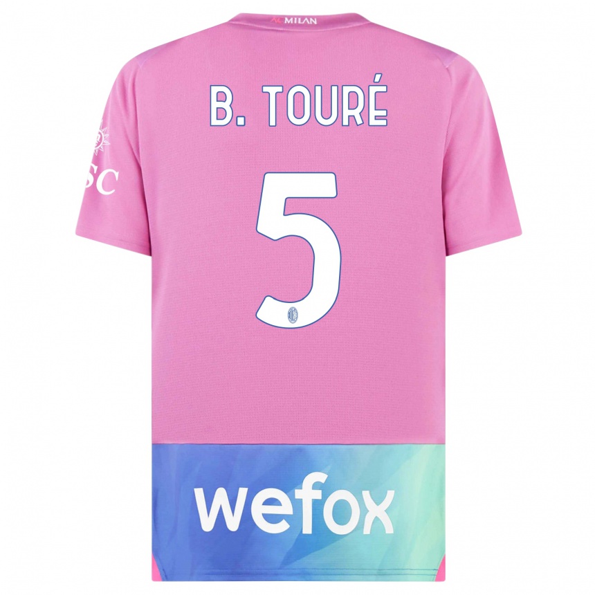 Hombre Fútbol Camiseta Fode Ballo-Toure #5 Rosado Morado Equipación Tercera 2023/24 Perú