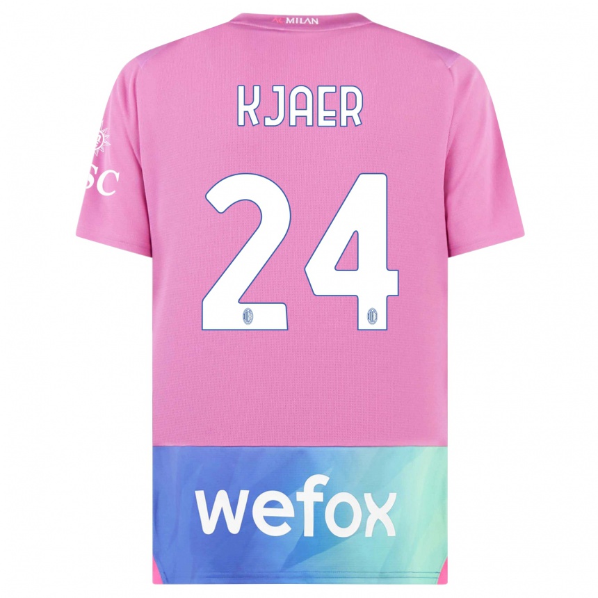 Hombre Fútbol Camiseta Simon Kaer #24 Rosado Morado Equipación Tercera 2023/24 Perú