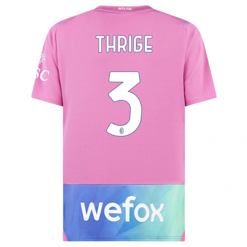 Hombre Fútbol Camiseta Sara Thrige #3 Rosado Morado Equipación Tercera 2023/24 Perú