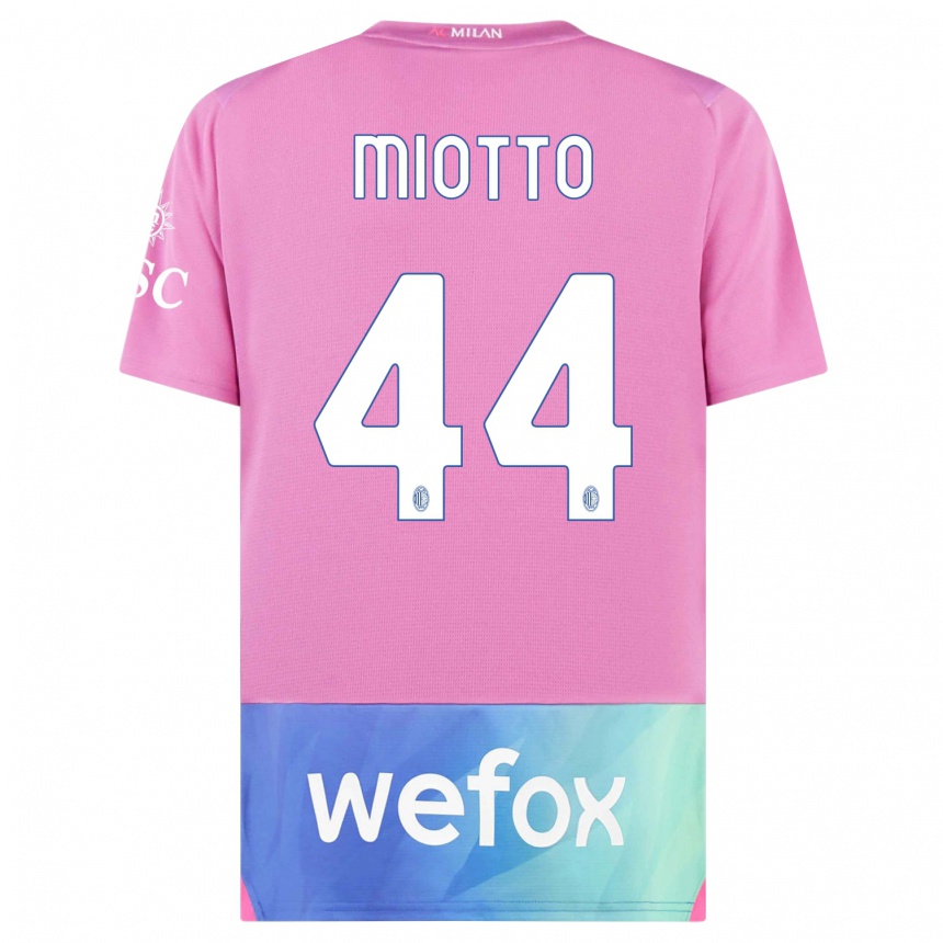 Hombre Fútbol Camiseta Giorgia Miotto #44 Rosado Morado Equipación Tercera 2023/24 Perú