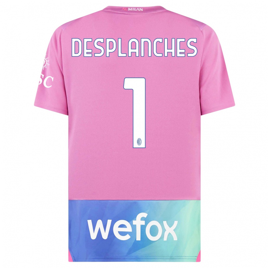 Hombre Fútbol Camiseta Sebastiano Desplanches #1 Rosado Morado Equipación Tercera 2023/24 Perú