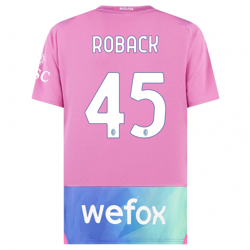 Hombre Fútbol Camiseta Emil Roback #45 Rosado Morado Equipación Tercera 2023/24 Perú