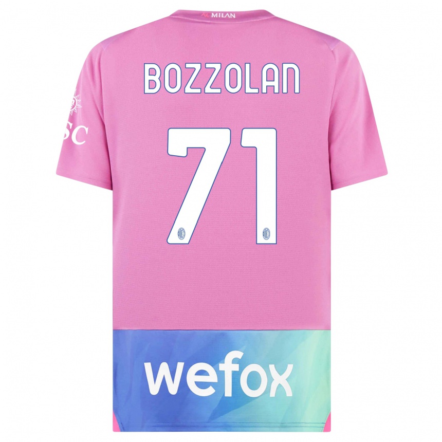 Hombre Fútbol Camiseta Andrea Bozzolan #71 Rosado Morado Equipación Tercera 2023/24 Perú