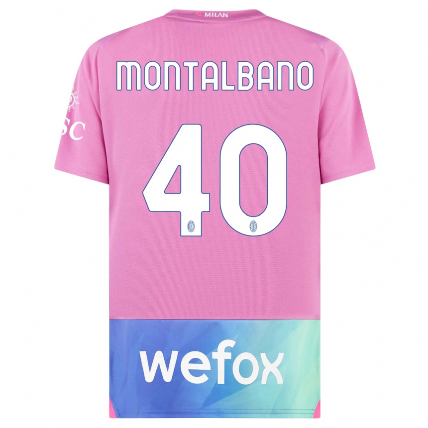 Hombre Fútbol Camiseta Nicolo Montalbano #40 Rosado Morado Equipación Tercera 2023/24 Perú