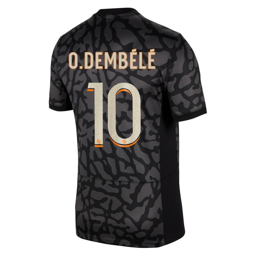 Hombre Fútbol Camiseta Ousmane Dembele #10 Negro Equipación Tercera 2023/24 Perú