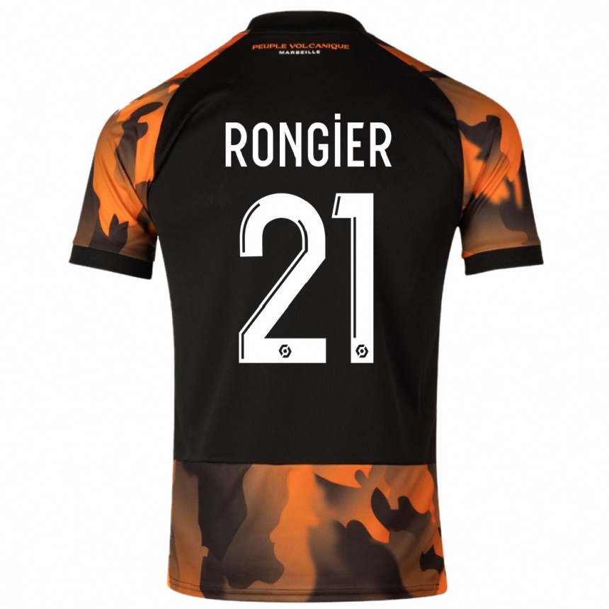 Hombre Fútbol Camiseta Valentin Rongier #21 Negro Naranja Equipación Tercera 2023/24 Perú