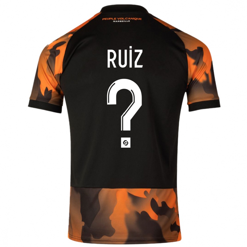 Hombre Fútbol Camiseta Pedro Ruiz #0 Negro Naranja Equipación Tercera 2023/24 Perú