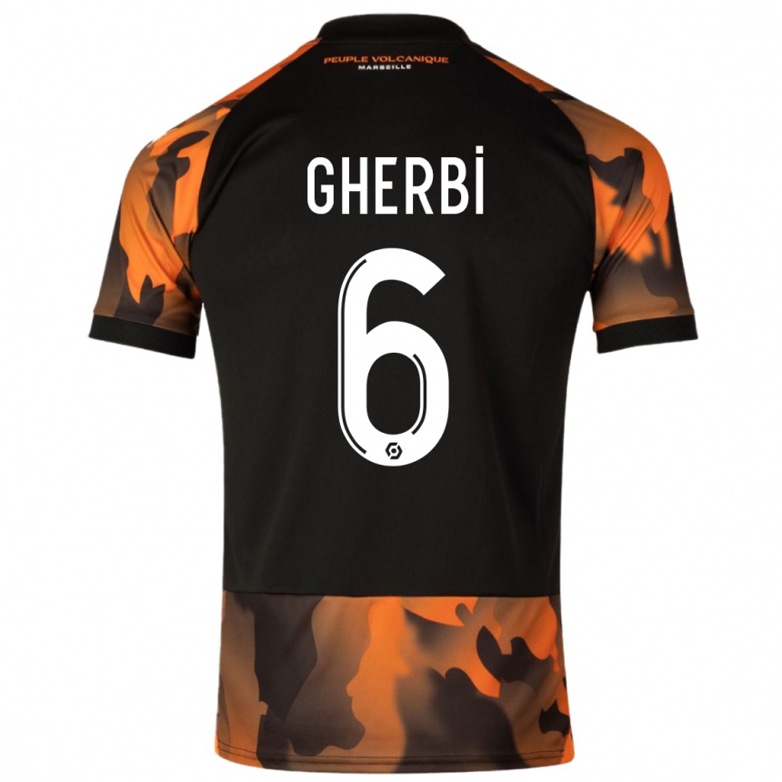 Hombre Fútbol Camiseta Candice Gherbi #6 Negro Naranja Equipación Tercera 2023/24 Perú