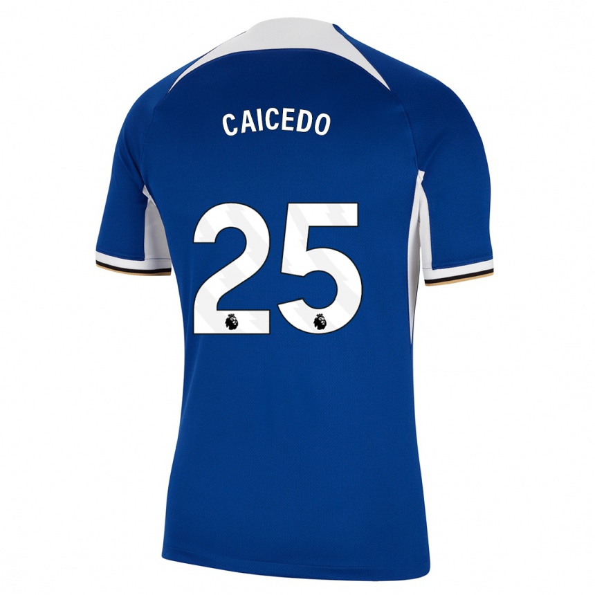 Mujer Fútbol Camiseta Moisés Caicedo #25 Azul 1ª Equipación 2023/24 Perú