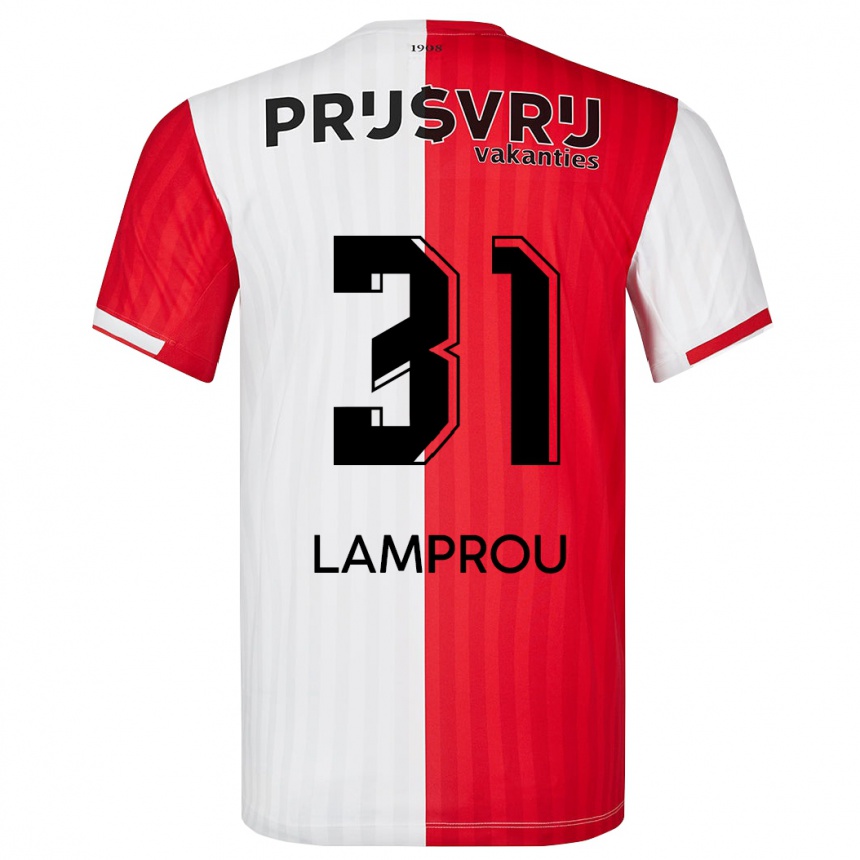 Mujer Fútbol Camiseta Kostas Lamprou #31 Rojo Blanco 1ª Equipación 2023/24 Perú