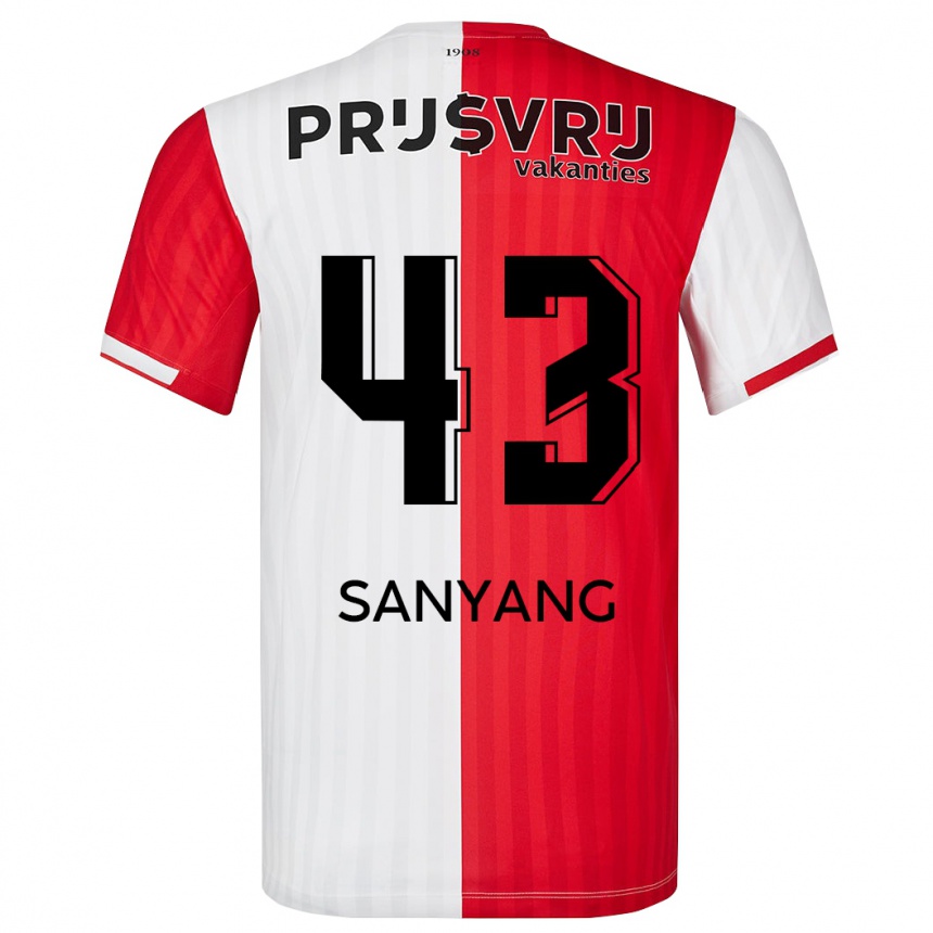 Mujer Fútbol Camiseta Amadou-David Sanyang #43 Rojo Blanco 1ª Equipación 2023/24 Perú