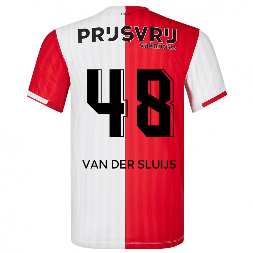 Mujer Fútbol Camiseta Joep Van Der Sluijs #48 Rojo Blanco 1ª Equipación 2023/24 Perú