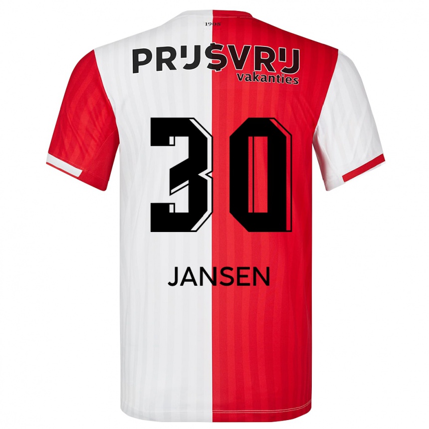 Mujer Fútbol Camiseta Thijs Jansen #30 Rojo Blanco 1ª Equipación 2023/24 Perú