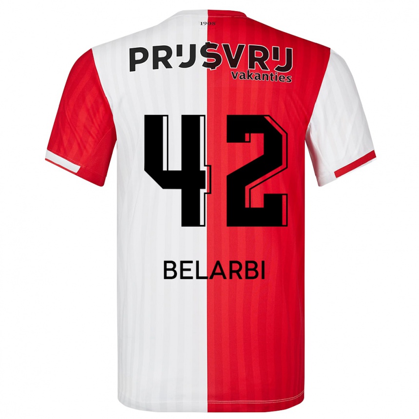 Mujer Fútbol Camiseta Abdel Belarbi #42 Rojo Blanco 1ª Equipación 2023/24 Perú