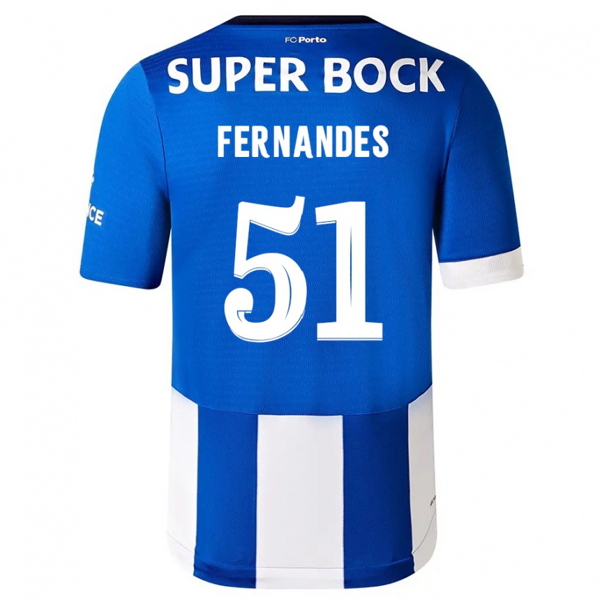 Mujer Fútbol Camiseta Diogo Fernandes #51 Azul Blanco 1ª Equipación 2023/24 Perú