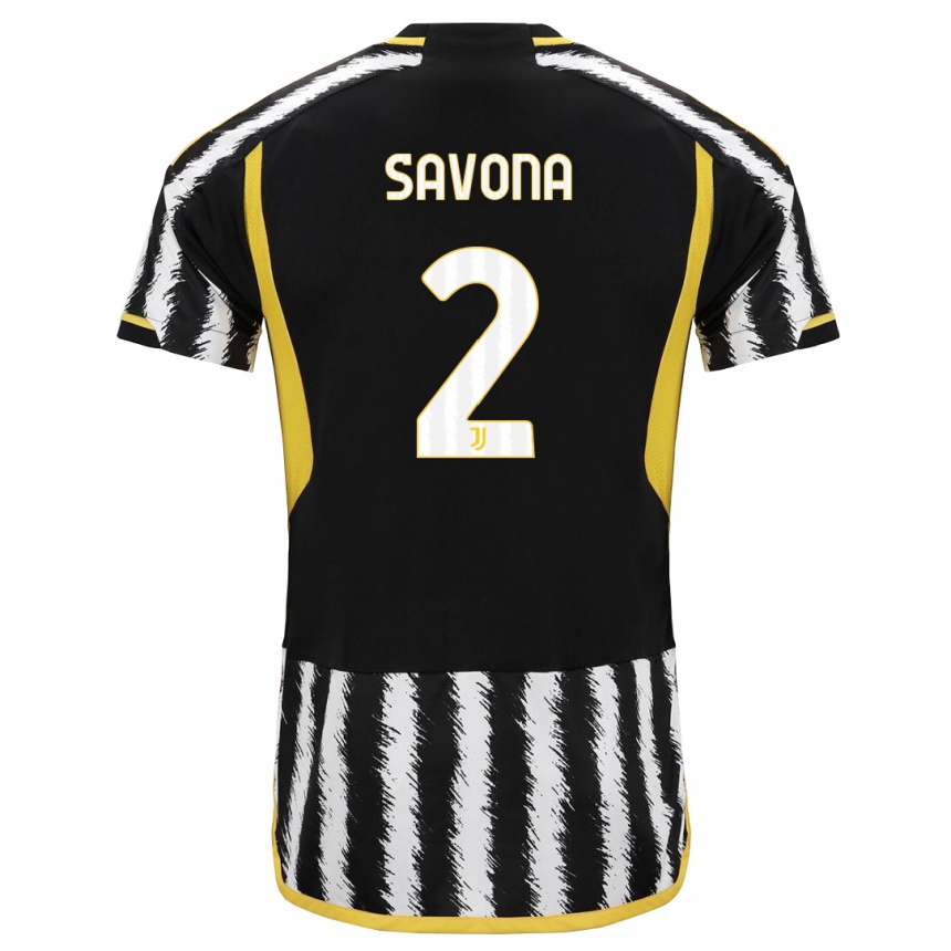 Mujer Fútbol Camiseta Nicolo Savona #2 Blanco Negro 1ª Equipación 2023/24 Perú