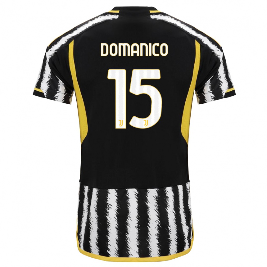 Mujer Fútbol Camiseta Saverio Domanico #15 Blanco Negro 1ª Equipación 2023/24 Perú