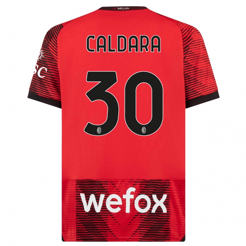 Mujer Fútbol Camiseta Mattia Caldara #30 Negro Rojo 1ª Equipación 2023/24 Perú