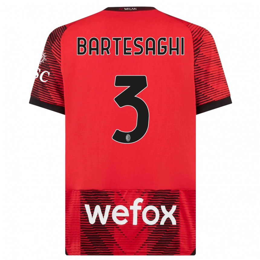 Mujer Fútbol Camiseta Davide Bartesaghi #3 Negro Rojo 1ª Equipación 2023/24 Perú