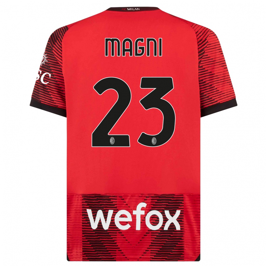 Mujer Fútbol Camiseta Vittorio Magni #23 Negro Rojo 1ª Equipación 2023/24 Perú