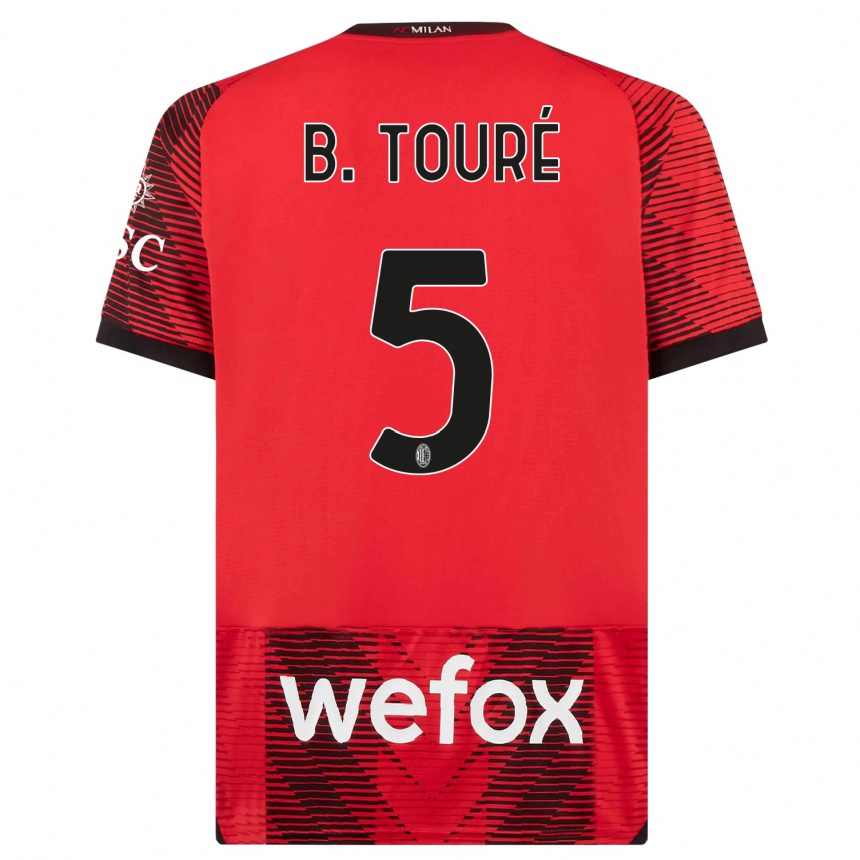 Mujer Fútbol Camiseta Fode Ballo-Toure #5 Negro Rojo 1ª Equipación 2023/24 Perú