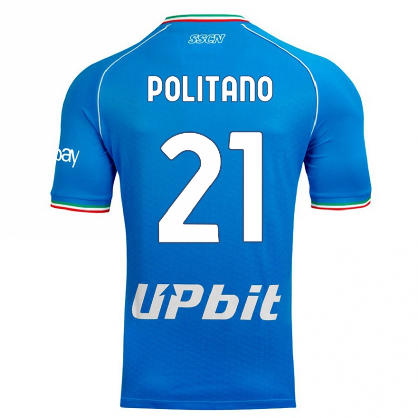 Mujer Fútbol Camiseta Matteo Politano #21 Cielo Azul 1ª Equipación 2023/24 Perú