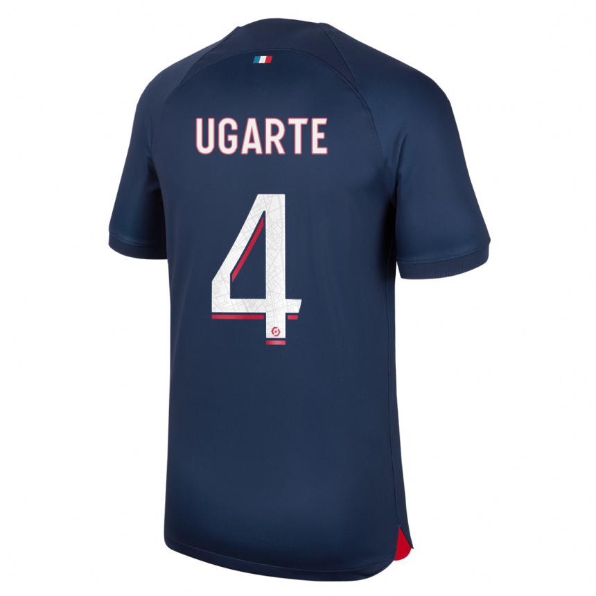 Mujer Fútbol Camiseta Manuel Ugarte #4 Azul Rojo 1ª Equipación 2023/24 Perú