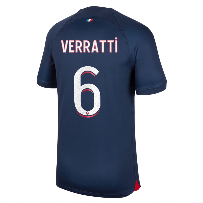 Mujer Fútbol Camiseta Marco Verratti #6 Azul Rojo 1ª Equipación 2023/24 Perú