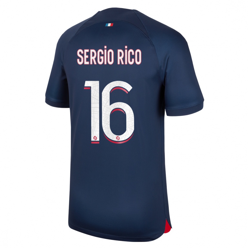 Mujer Fútbol Camiseta Sergio Rico #16 Azul Rojo 1ª Equipación 2023/24 Perú