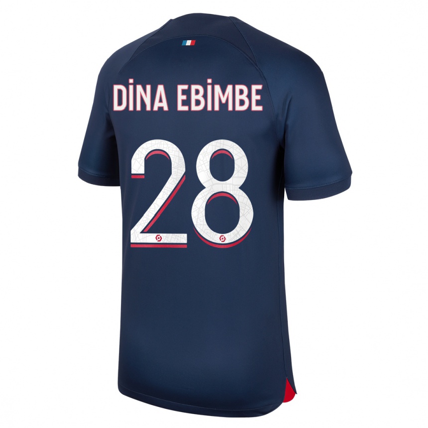 Mujer Fútbol Camiseta Eric Junior Dina Ebimbe #28 Azul Rojo 1ª Equipación 2023/24 Perú