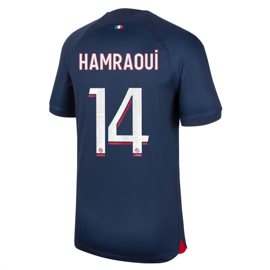 Mujer Fútbol Camiseta Kheira Hamraoui #14 Azul Rojo 1ª Equipación 2023/24 Perú