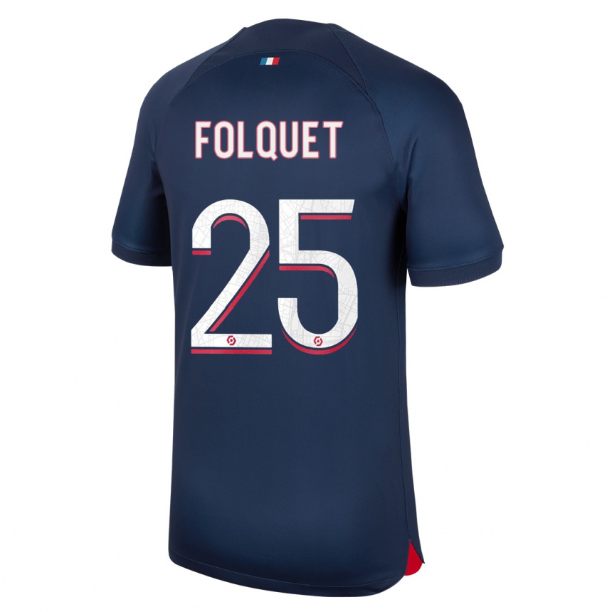 Mujer Fútbol Camiseta Magnaba Folquet #25 Azul Rojo 1ª Equipación 2023/24 Perú