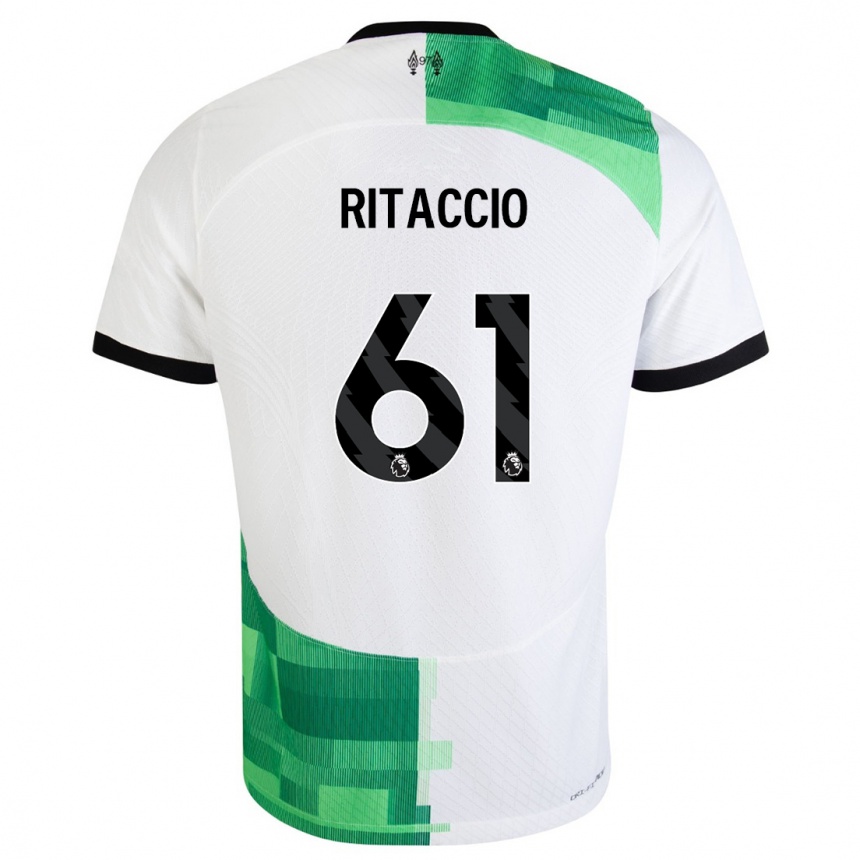 Mujer Fútbol Camiseta Matteo Ritaccio #61 Blanco Verde 2ª Equipación 2023/24 Perú