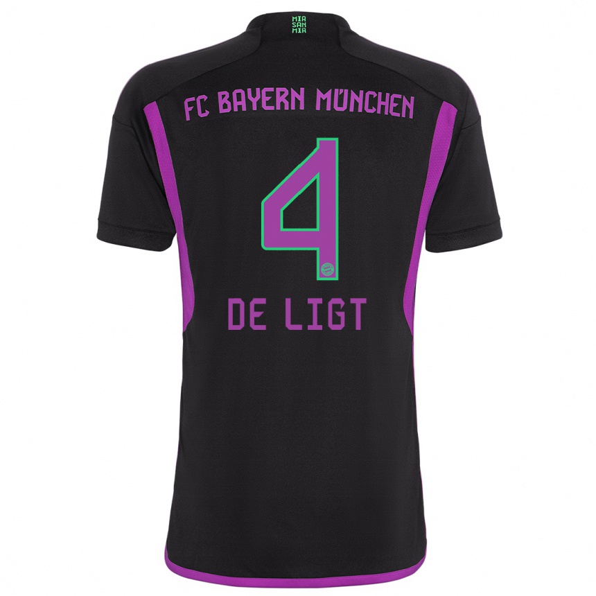 Mujer Fútbol Camiseta Matthijs De Ligt #4 Negro 2ª Equipación 2023/24 Perú