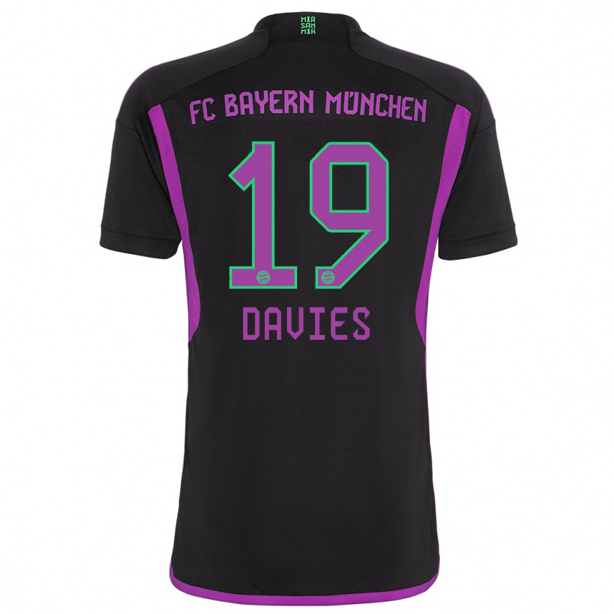 Mujer Fútbol Camiseta Alphonso Davies #19 Negro 2ª Equipación 2023/24 Perú