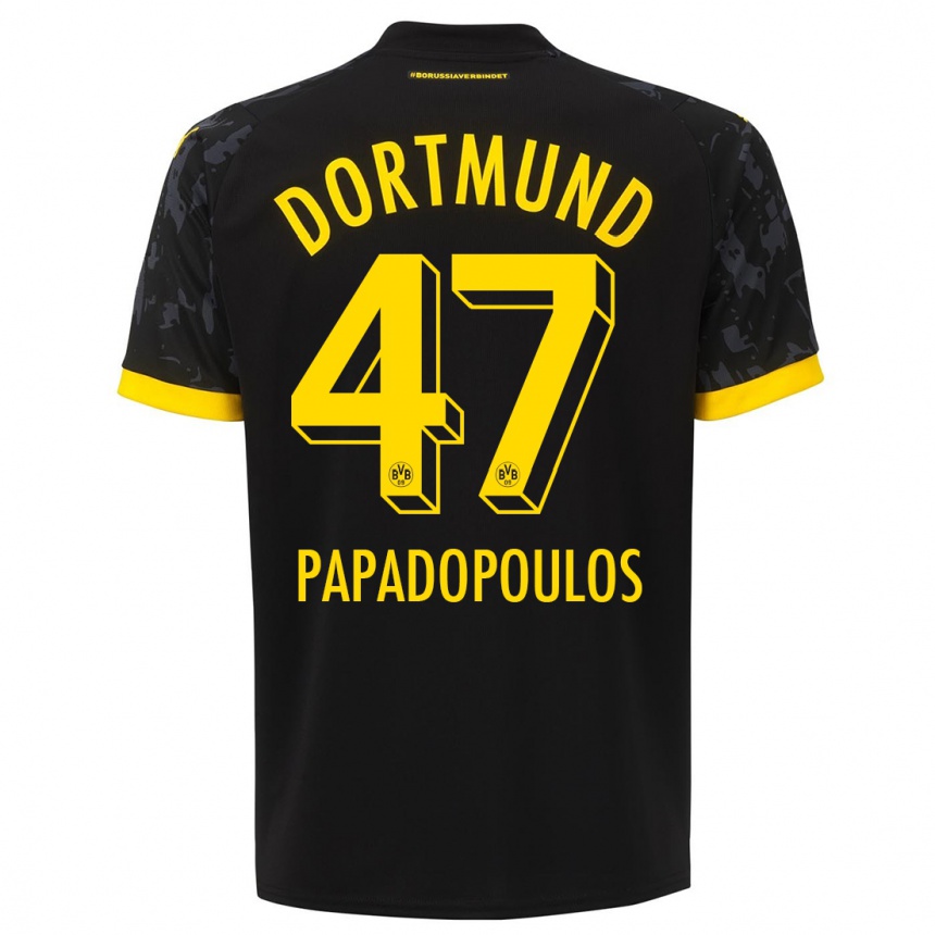 Mujer Fútbol Camiseta Antonios Papadopoulos #47 Negro 2ª Equipación 2023/24 Perú