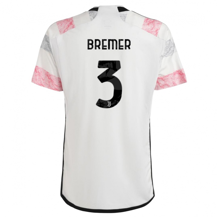 Mujer Fútbol Camiseta Bremer #3 Blanco Rosa 2ª Equipación 2023/24 Perú