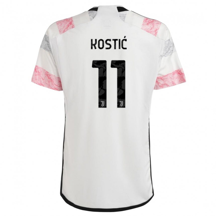 Mujer Fútbol Camiseta Filip Kostic #11 Blanco Rosa 2ª Equipación 2023/24 Perú