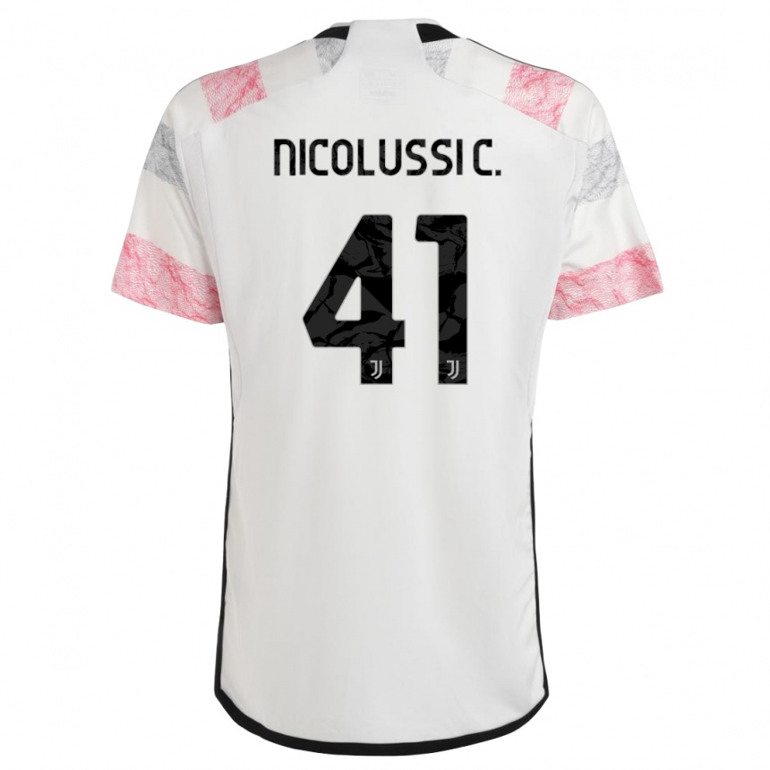 Mujer Fútbol Camiseta Hans Nicolussi Caviglia #41 Blanco Rosa 2ª Equipación 2023/24 Perú