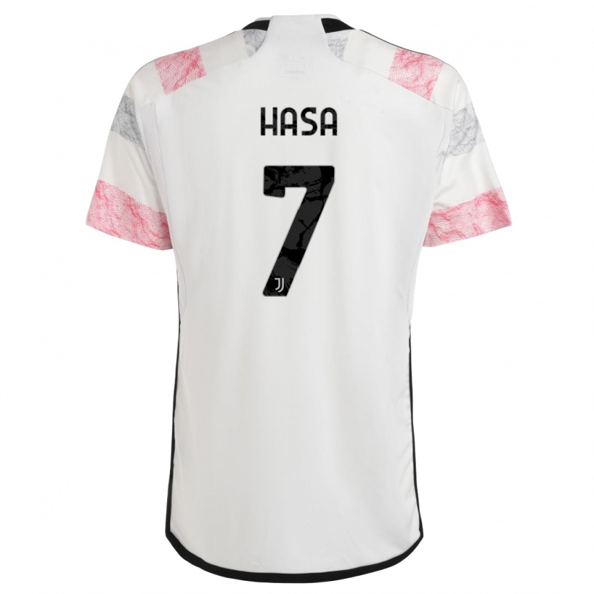 Mujer Fútbol Camiseta Luis Hasa #7 Blanco Rosa 2ª Equipación 2023/24 Perú