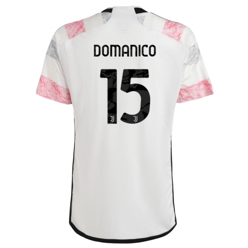 Mujer Fútbol Camiseta Saverio Domanico #15 Blanco Rosa 2ª Equipación 2023/24 Perú