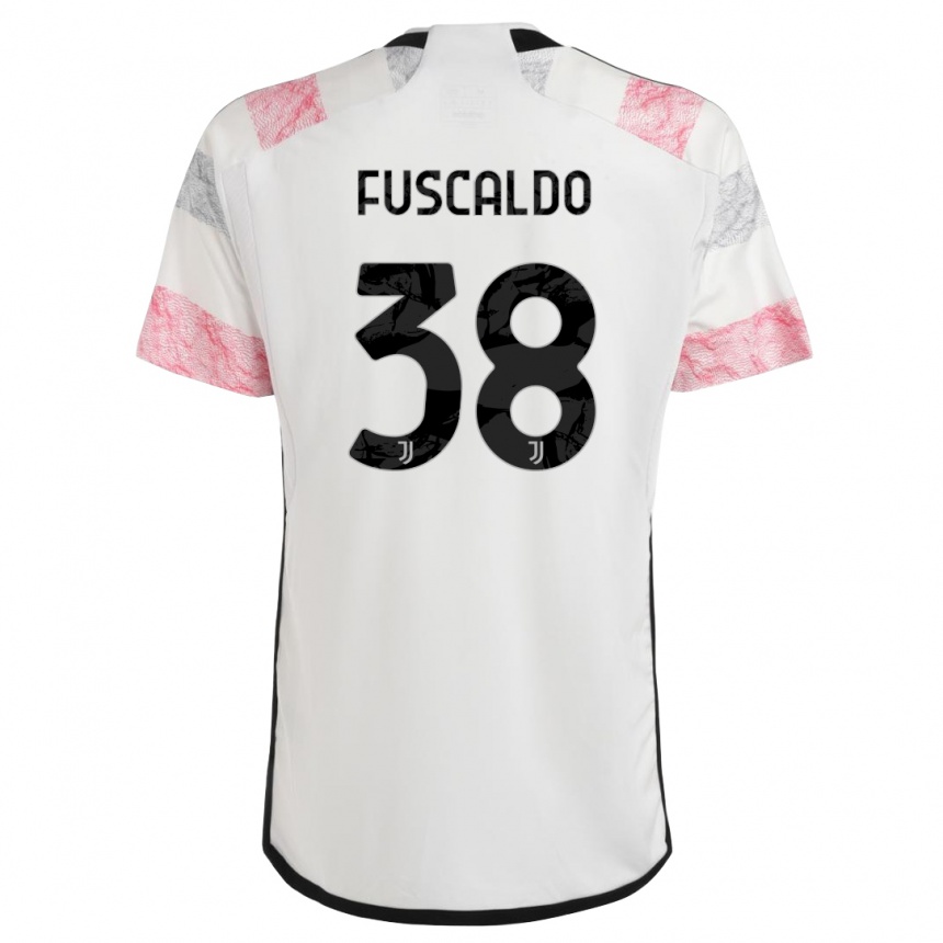 Mujer Fútbol Camiseta Matteo Fuscaldo #38 Blanco Rosa 2ª Equipación 2023/24 Perú