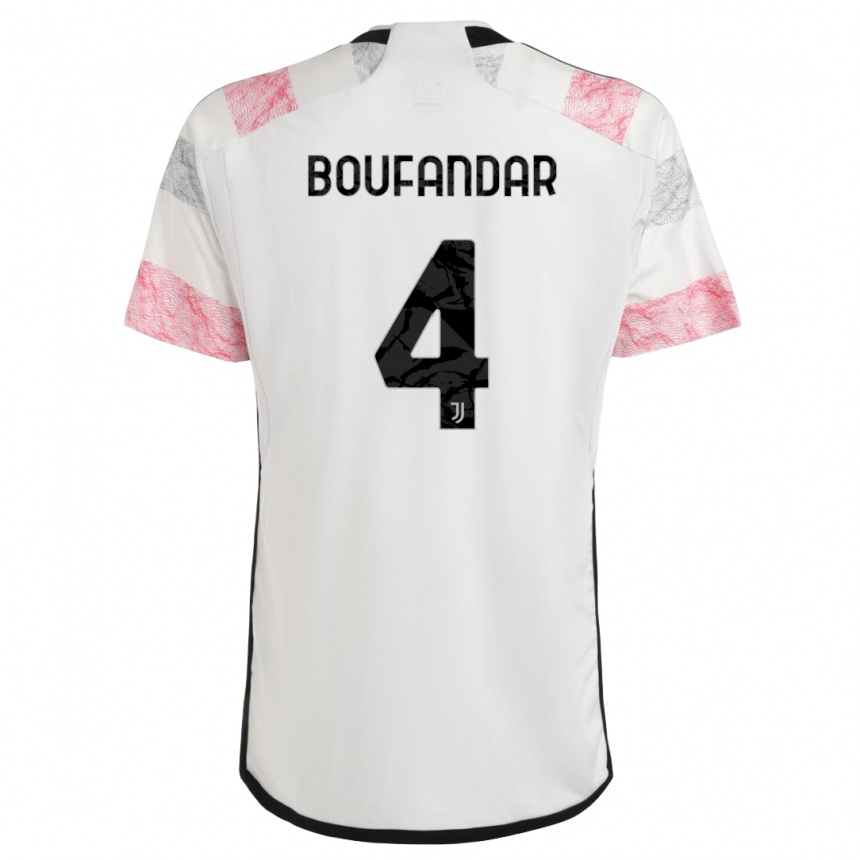 Mujer Fútbol Camiseta Adam Boufandar #4 Blanco Rosa 2ª Equipación 2023/24 Perú