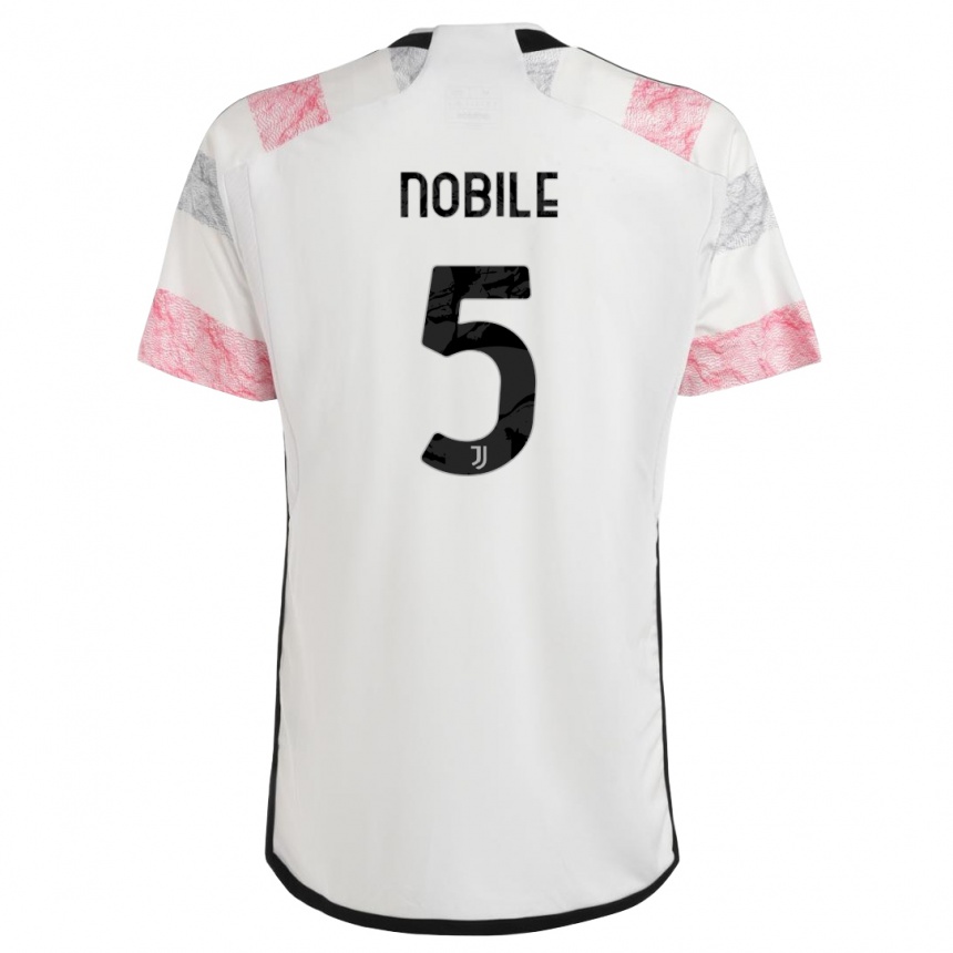 Mujer Fútbol Camiseta Riccardo Nobile #5 Blanco Rosa 2ª Equipación 2023/24 Perú