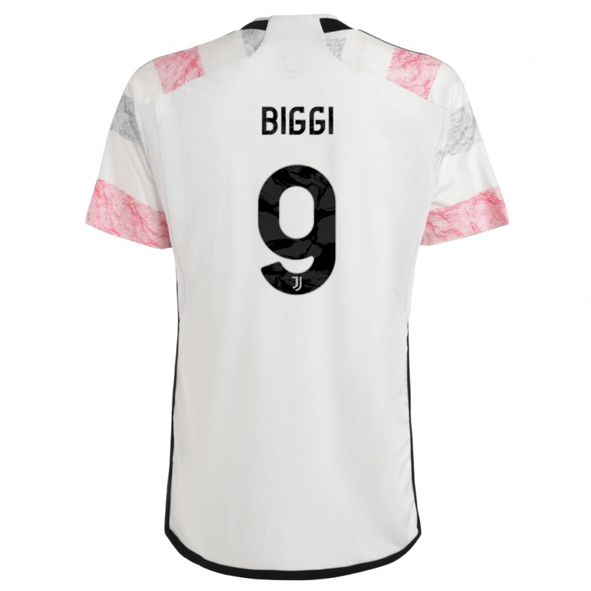 Mujer Fútbol Camiseta Silvano Biggi #9 Blanco Rosa 2ª Equipación 2023/24 Perú