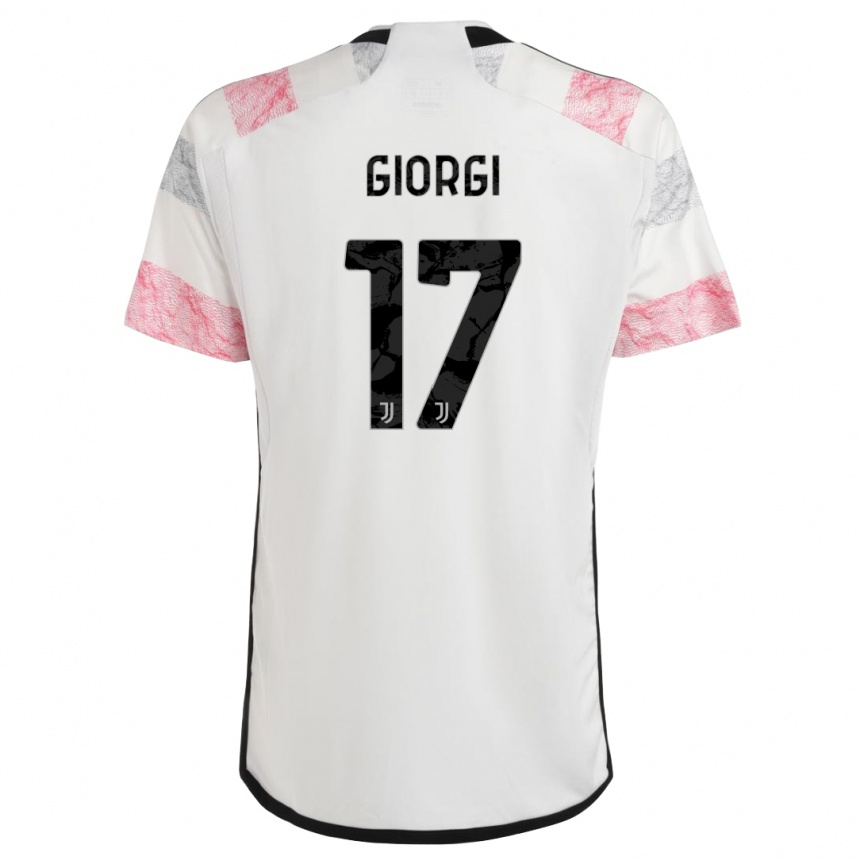 Mujer Fútbol Camiseta Lorenzo Giorgi #17 Blanco Rosa 2ª Equipación 2023/24 Perú