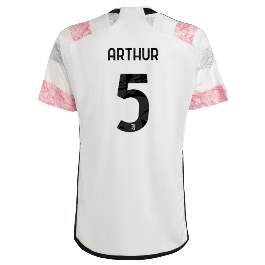 Mujer Fútbol Camiseta Arthur #5 Blanco Rosa 2ª Equipación 2023/24 Perú